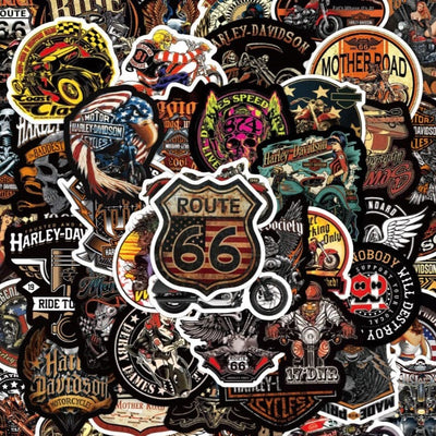 Stickers Moto Vintage<br> (50 pcs) Stickers Moto Tresor Otaku