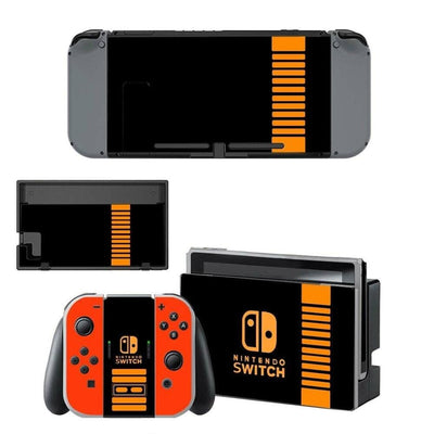 Stickers Nintendo Switch Noir et Orange Stickers Nintendo Switch Tresor Otaku
