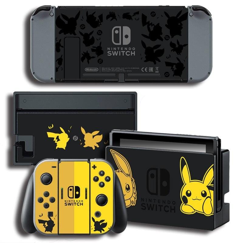 Stickers Nintendo Switch Pikachu Noir Édition Stickers Nintendo Switch Tresor Otaku