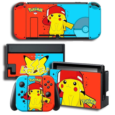 Stickers Nintendo Switch Pikachu Rouge et Bleu Stickers Nintendo Switch Tresor Otaku
