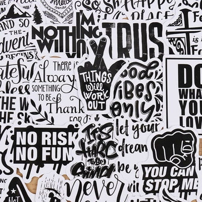 Stickers Noir et Blanc<br> Citations (50 pcs) Stickers Noir et Blanc Tresor Otaku