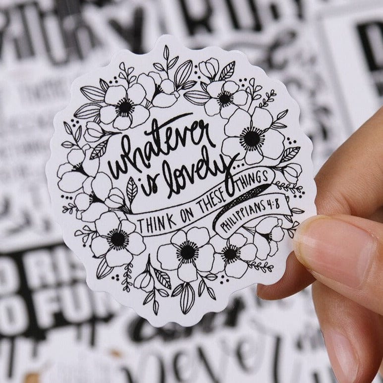 Stickers Noir et Blanc<br> Citations (50 pcs) Stickers Noir et Blanc Tresor Otaku