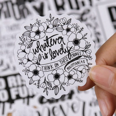 Stickers Noir et Blanc<br> Citations (50 pcs) Stickers Noir et Blanc Tresor Otaku