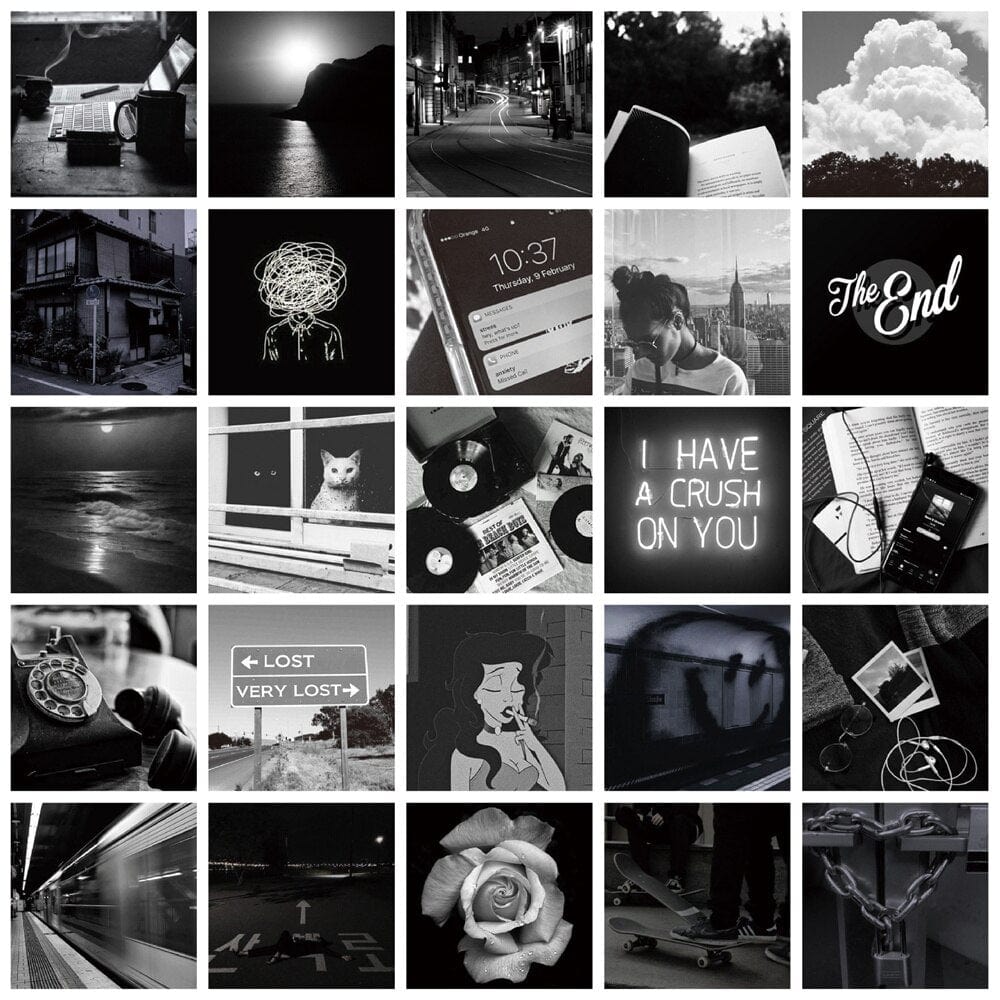 Stickers Noir et Blanc<br> Photos (50 pcs) Stickers Noir et Blanc Tresor Otaku