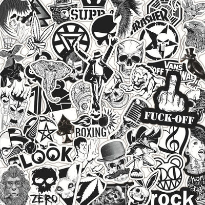 Stickers Noir et Blanc<br> Skate (50 pcs) Stickers Noir et Blanc Tresor Otaku