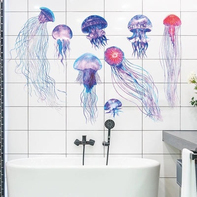 Stickers Paroi de Douche Salle de Bain Méduse Tresor Otaku