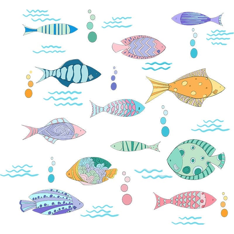 Stickers Poissons pour Salle de Bain Tresor Otaku
