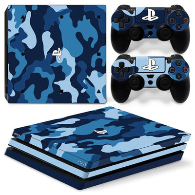 Stickers PS4 Pro Camouflage Bleu Stickers PS4 Tresor Otaku