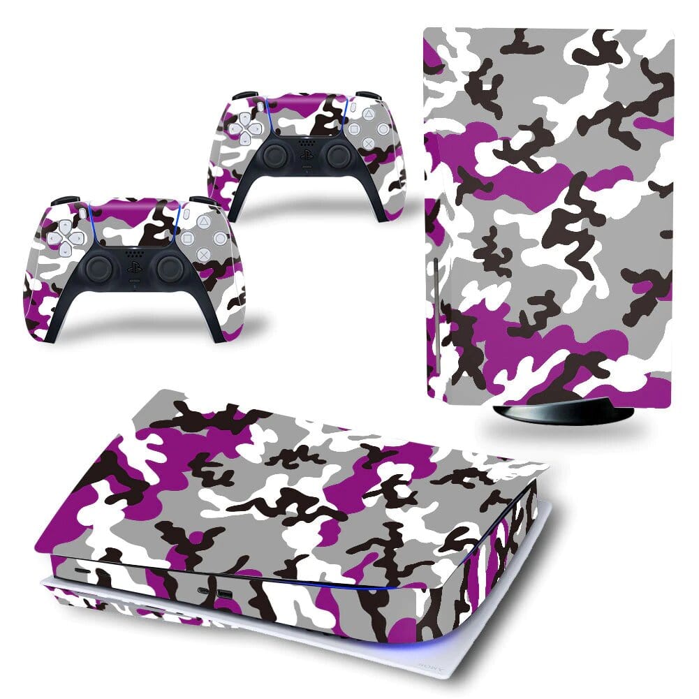 Stickers PS5<br> Camouflage Gris et Mauve Stickers PS5 Tresor Otaku