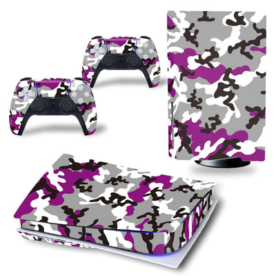 Stickers PS5<br> Camouflage Gris et Mauve Stickers PS5 Tresor Otaku