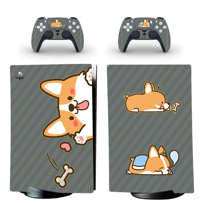 Stickers PS5 Digital<br> Corgi Gris Stickers PS5 Digital Tresor Otaku