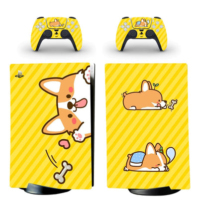 Stickers PS5 Digital<br> Corgi Jaune Stickers PS5 Digital Tresor Otaku