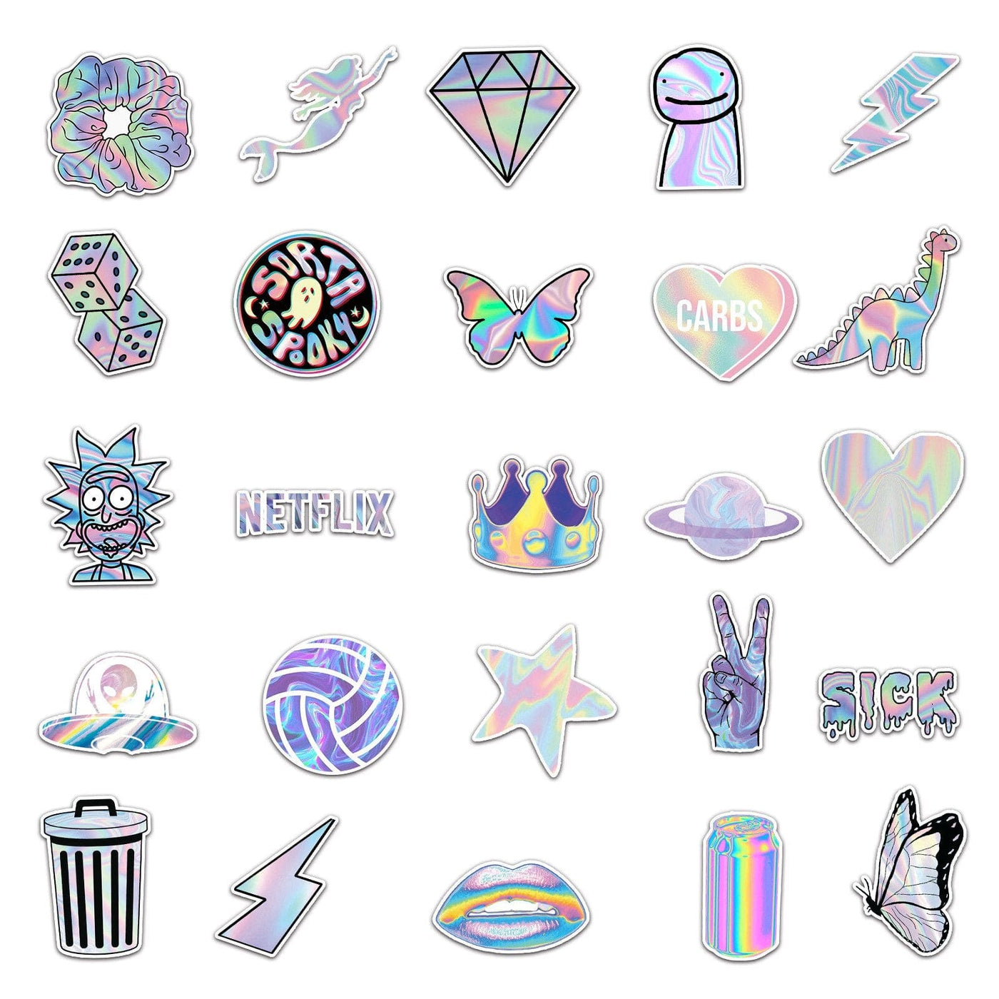 Stickers Skate<br> Holographiques (50 pcs) Stickers Skate Tresor Otaku