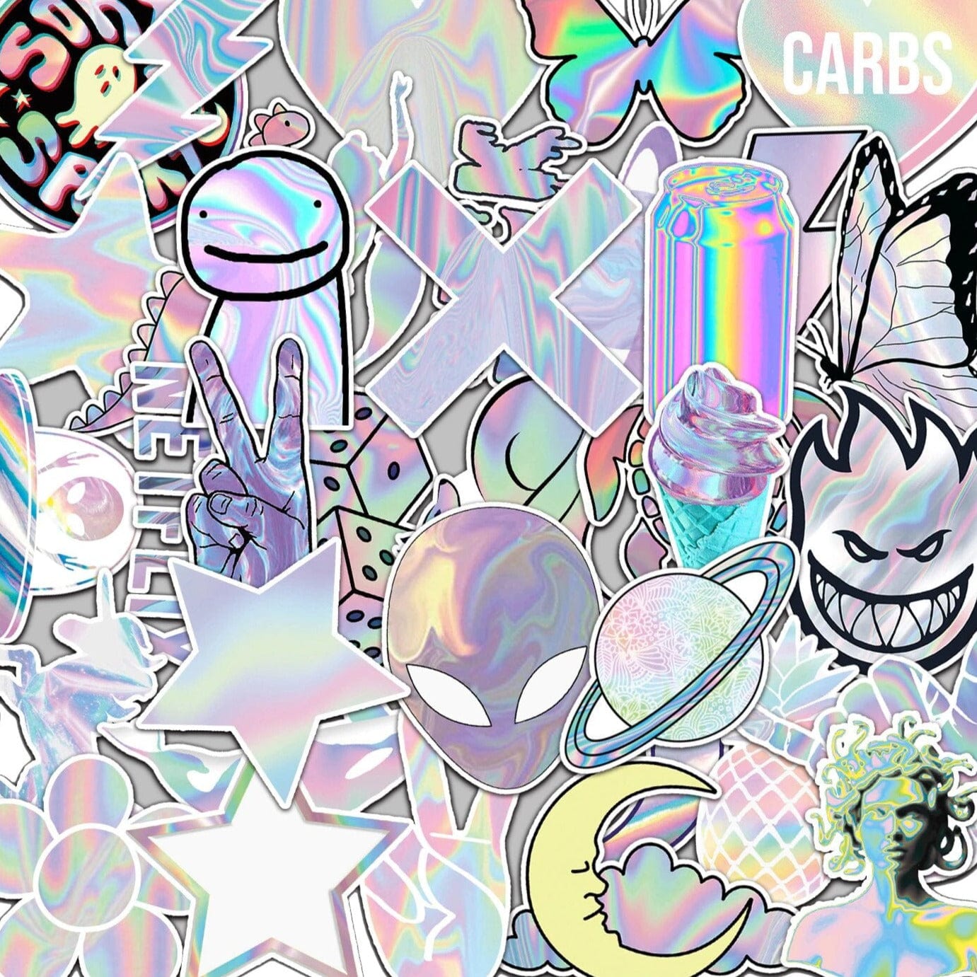 Stickers Skate<br> Holographiques (50 pcs) Stickers Skate Tresor Otaku