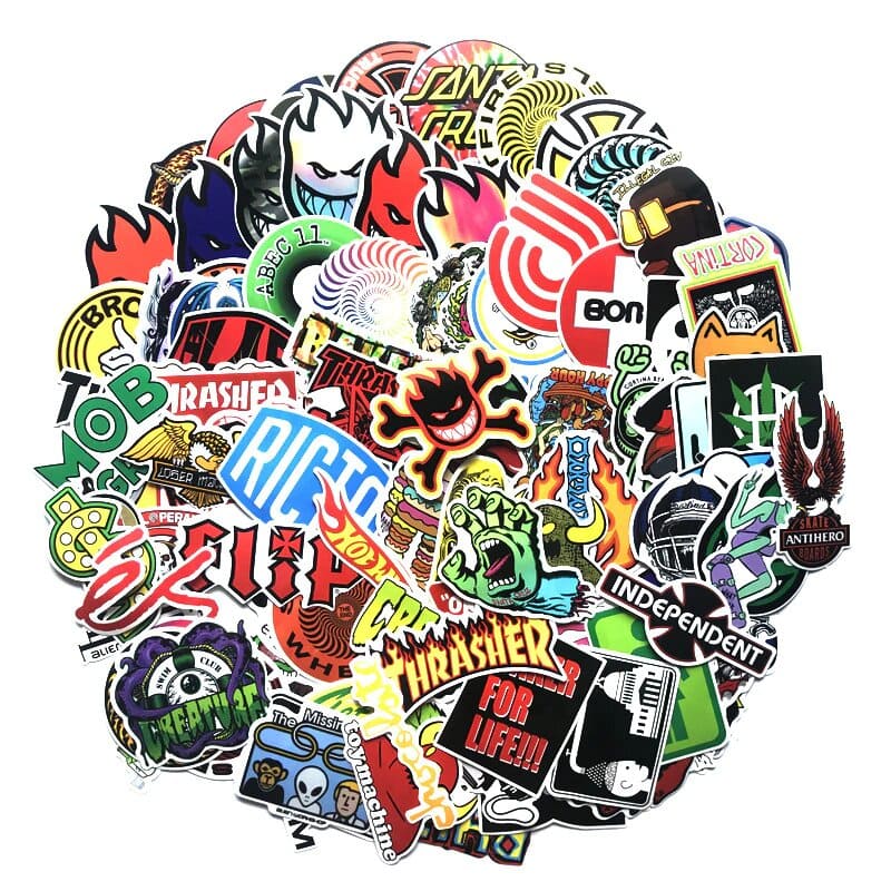 Stickers Skate | Pack de 100 Autocollants Stickers Skate Tresor Otaku