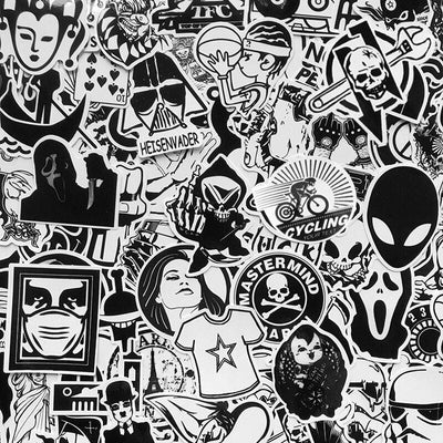 Stickers Skateboard Noir et Blanc (120 stickers) Stickers Skate Tresor Otaku