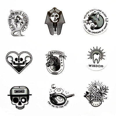 Stickers Tattoo Vintage Noir et Blanc (50 pcs) Tresor Otaku