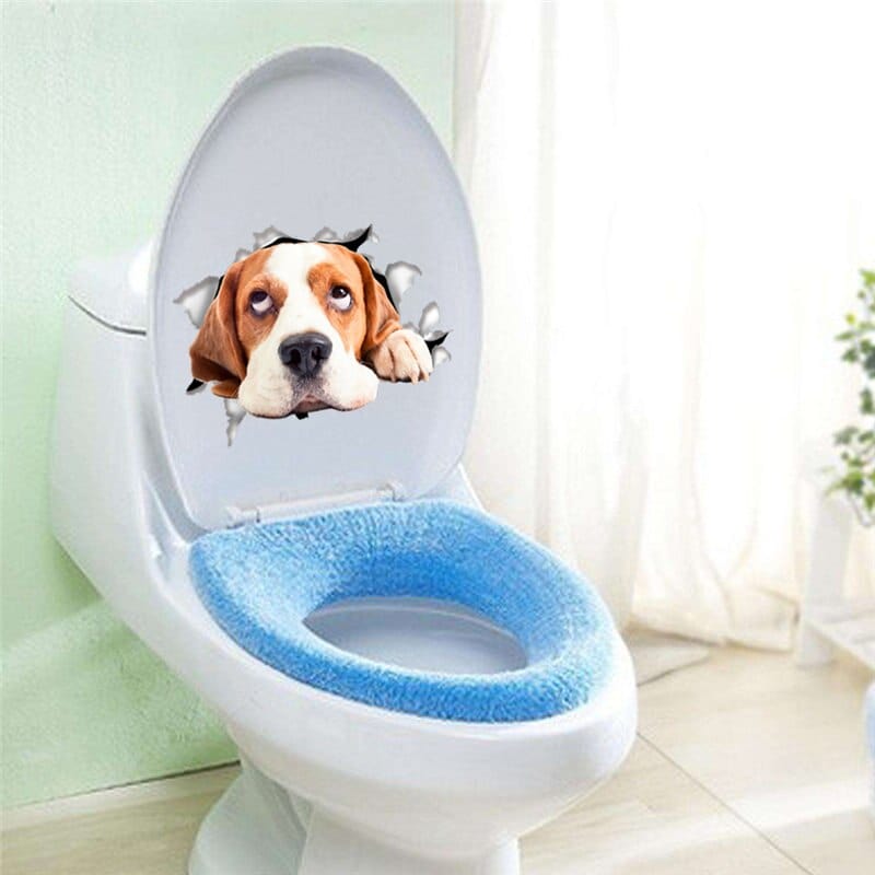 Stickers Toilette Rigolo Chien Tresor Otaku