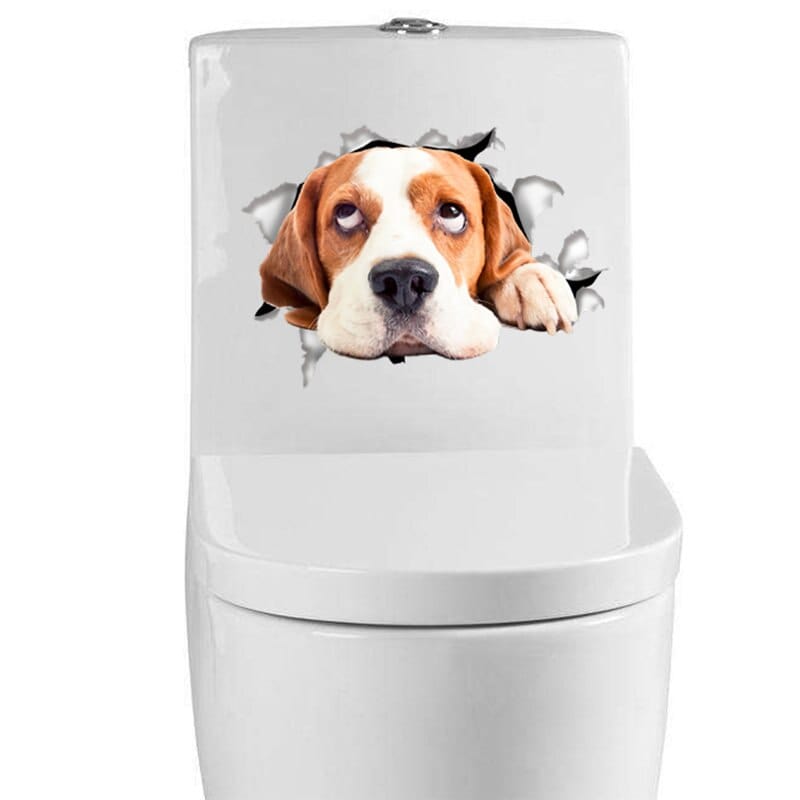 Stickers Toilette Rigolo Chien Tresor Otaku