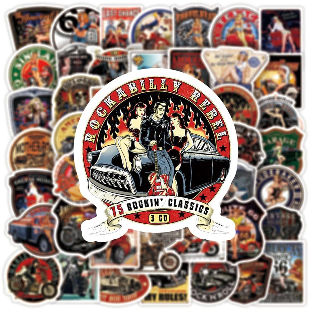 Stickers Vintage<br> Moto (50 pcs)