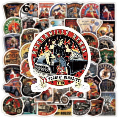 Stickers Vintage<br> Moto (50 pcs)
