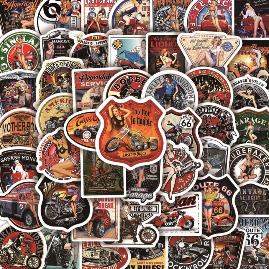 Stickers Vintage<br> Moto (50 pcs)