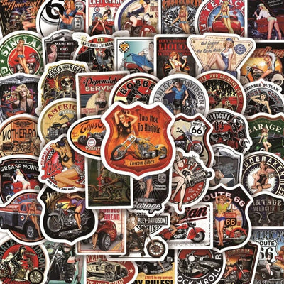 Stickers Vintage<br> Moto (50 pcs)