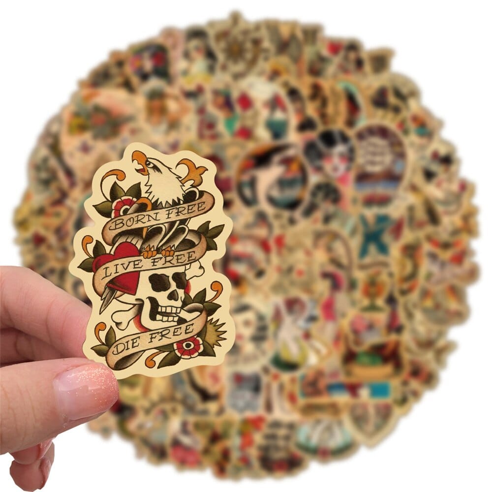 Stickers Vintage<br> Tatouages (50 pcs) Stickers Vintage Tresor Otaku