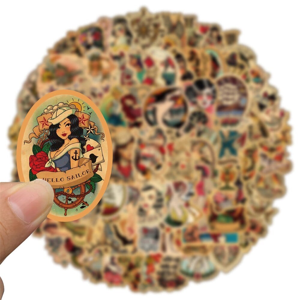 Stickers Vintage<br> Tatouages (50 pcs) Stickers Vintage Tresor Otaku