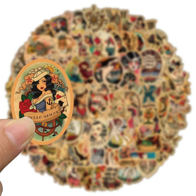 Stickers Vintage<br> Tatouages (50 pcs) Stickers Vintage Tresor Otaku