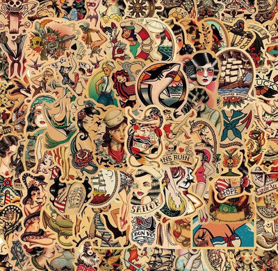 Stickers Vintage<br> Tatouages (50 pcs) Stickers Vintage Tresor Otaku