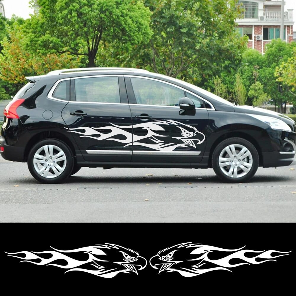 Stickers Voiture Aigle Enflammé Blanc Tresor Otaku