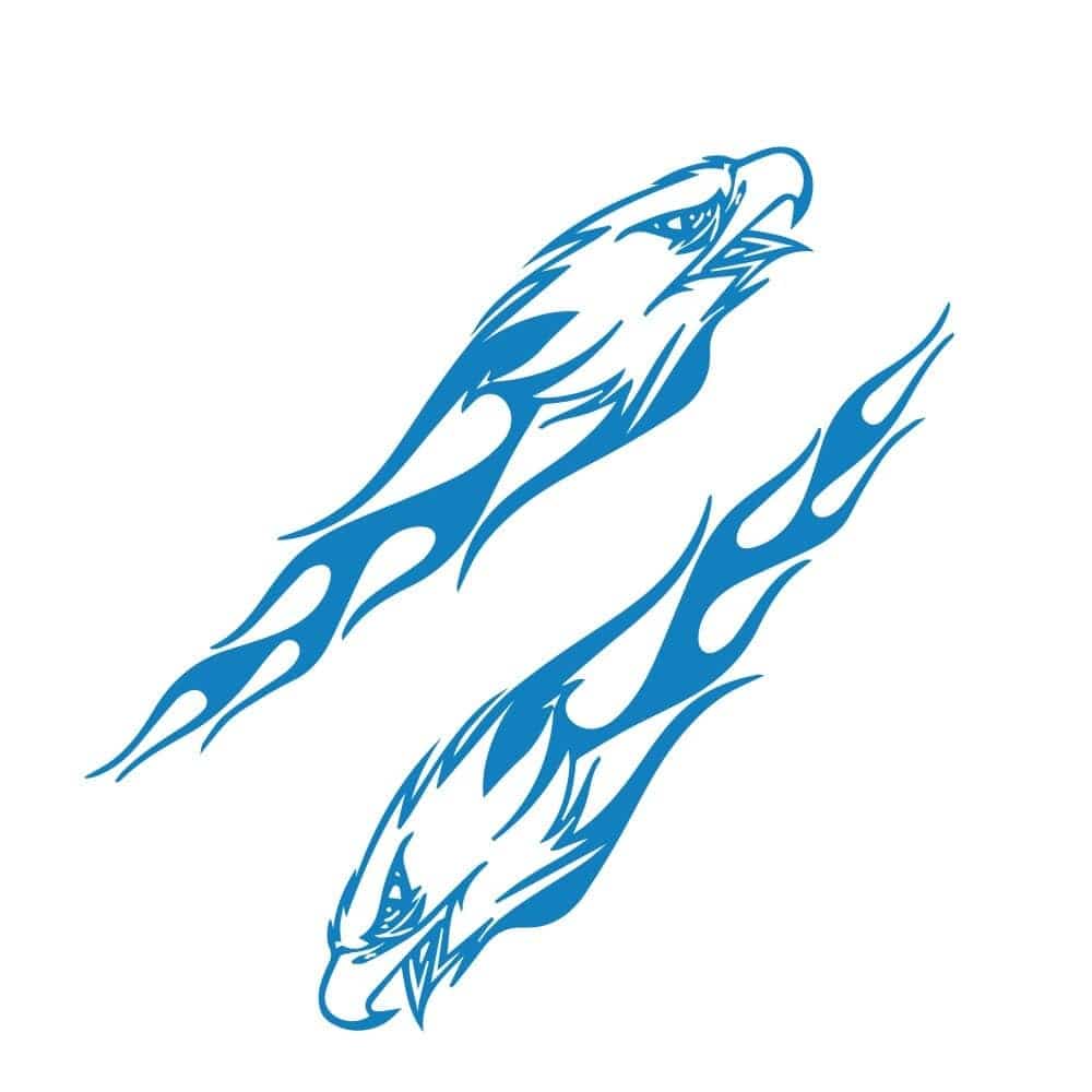 Stickers Voiture Aigle Enflammé Bleu Tresor Otaku