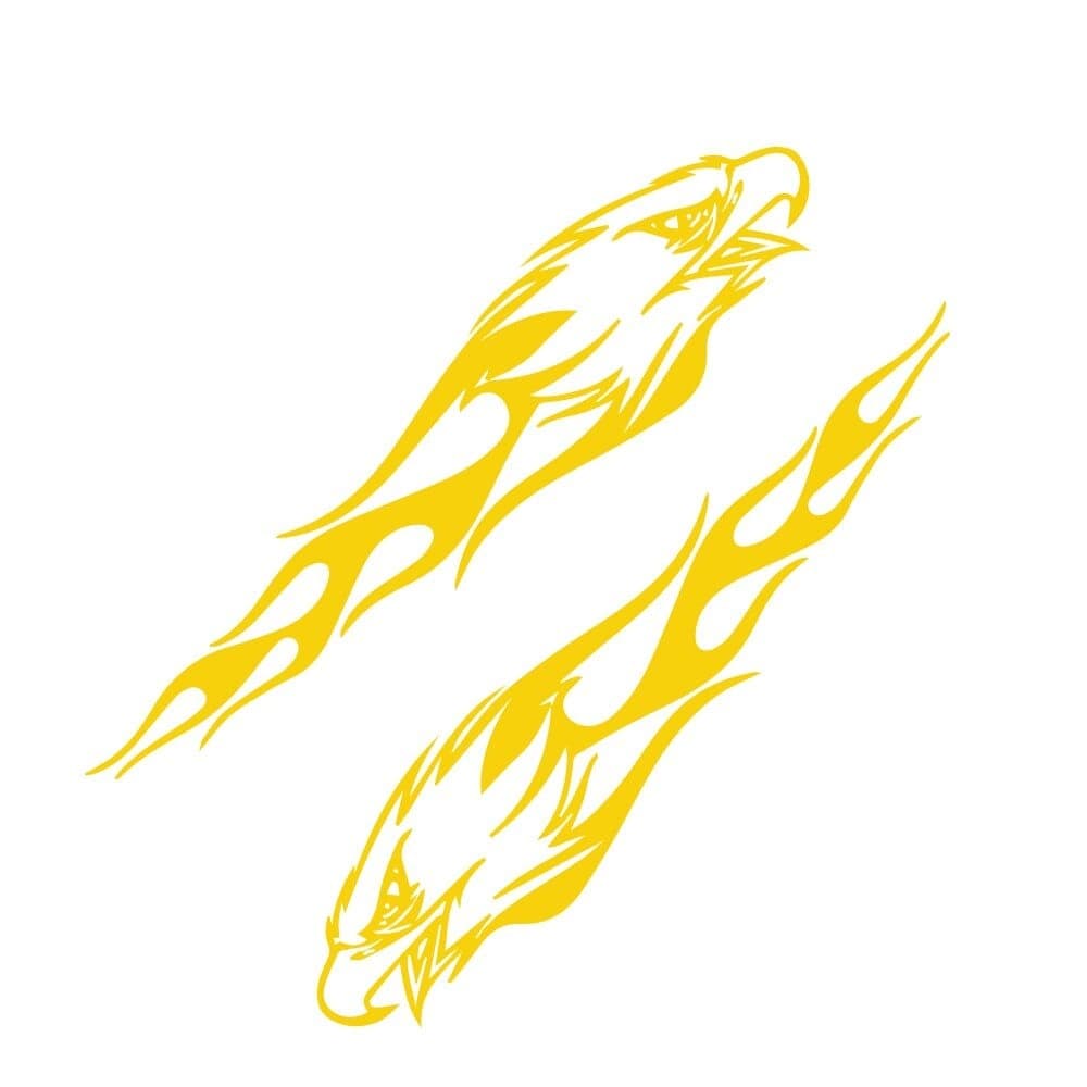 Stickers Voiture Aigle Enflammé Jaune Tresor Otaku