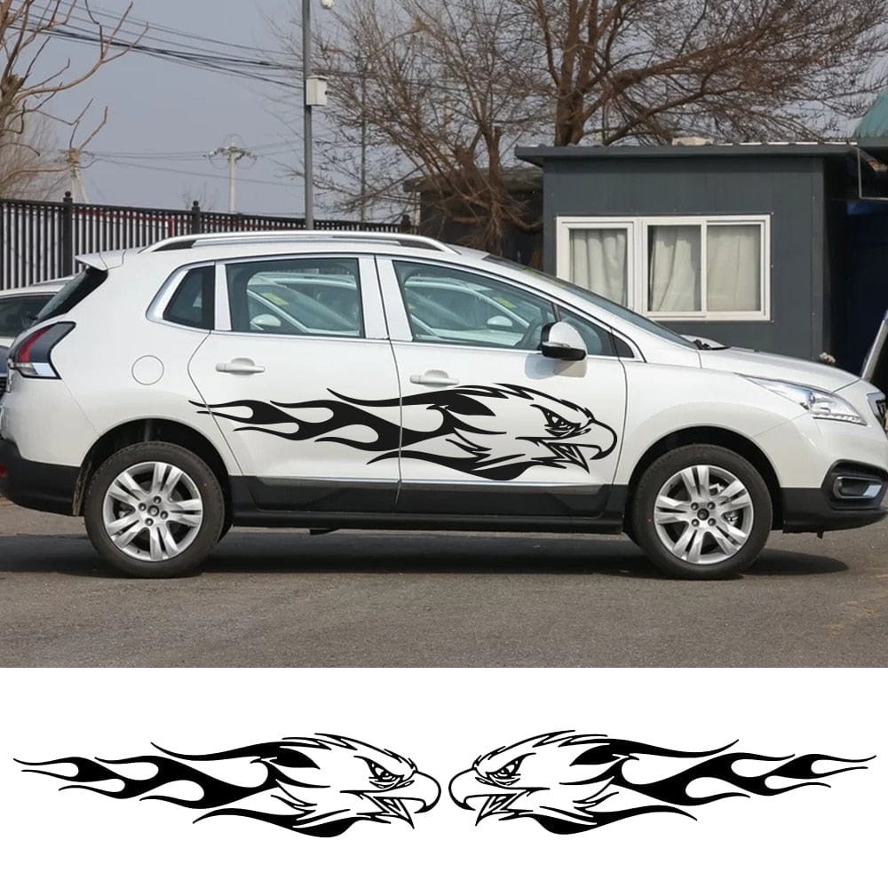 Stickers Voiture Aigle Enflammé Noir Tresor Otaku