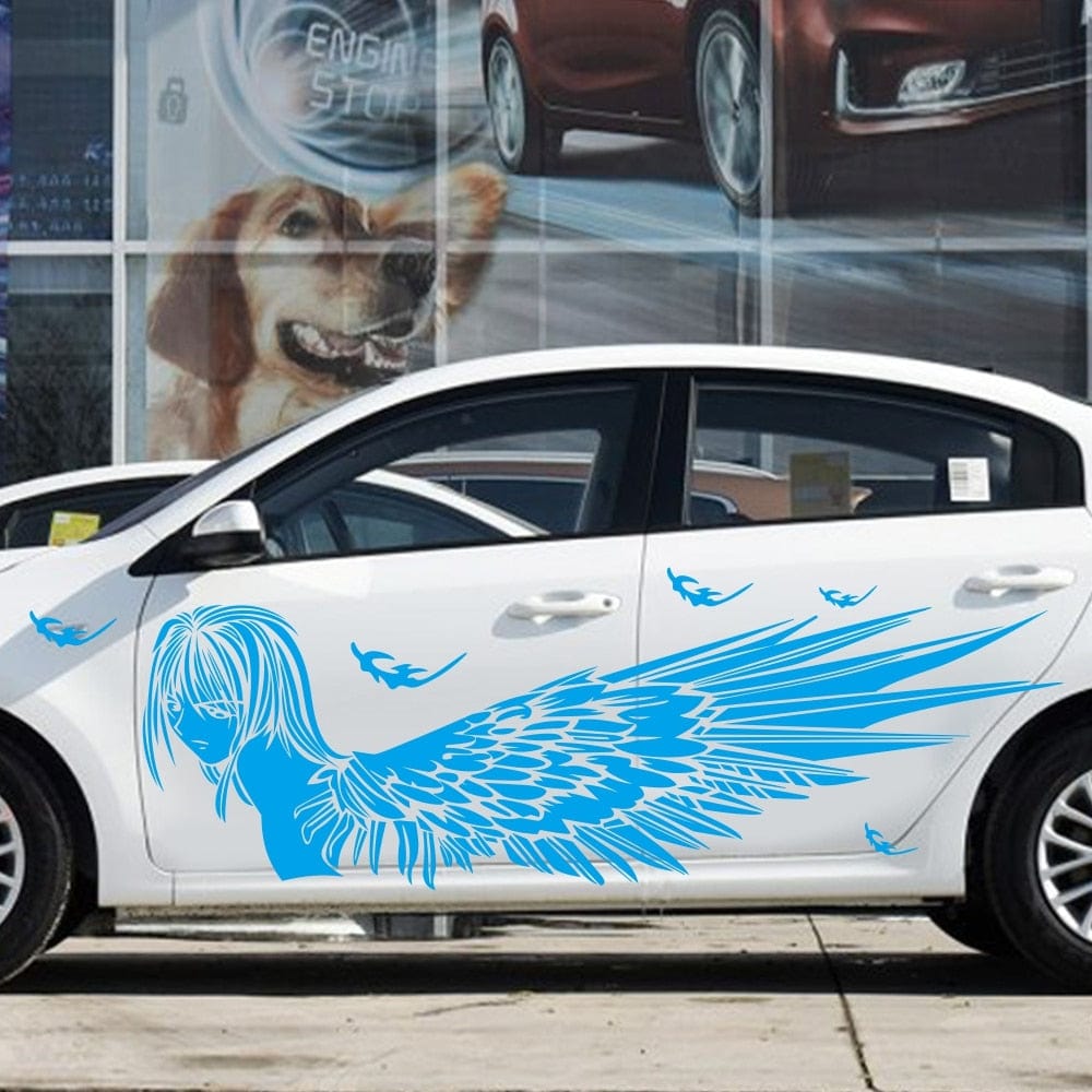 Stickers Voiture Ange Gardien Bleu Tresor Otaku