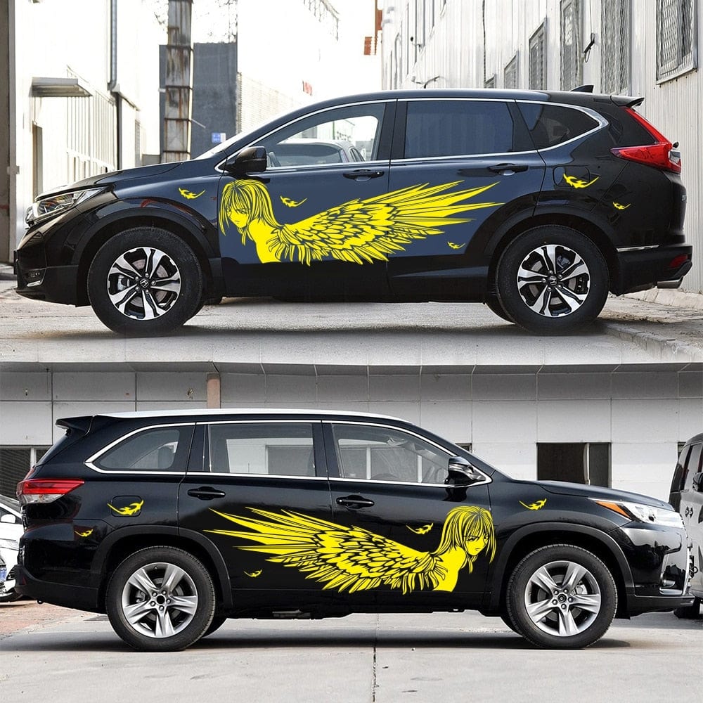 Stickers Voiture Ange Gardien Jaune Tresor Otaku