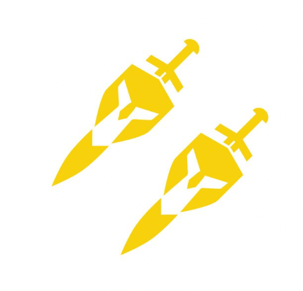 Stickers Voiture<br>Épée et Bouclier Jaune Tresor Otaku