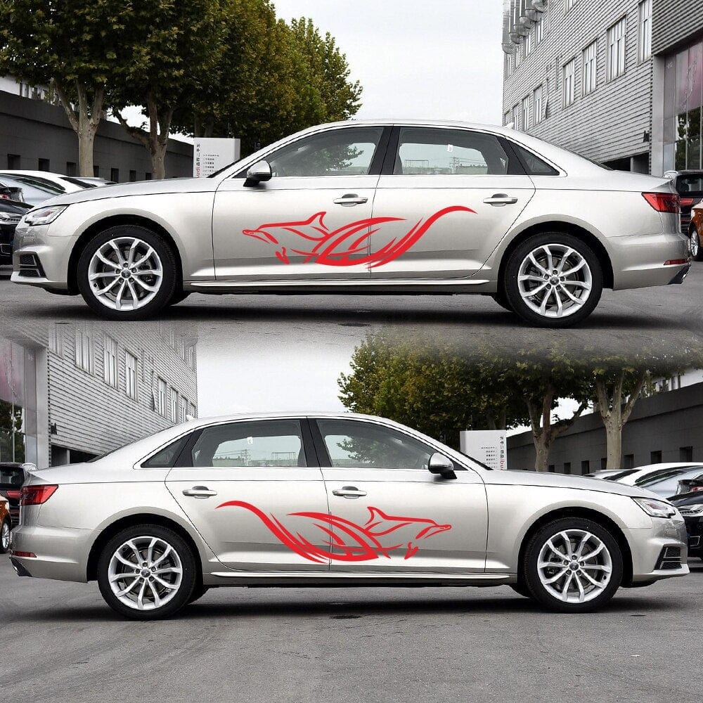 Stickers Voiture Dauphin Rouge Tresor Otaku