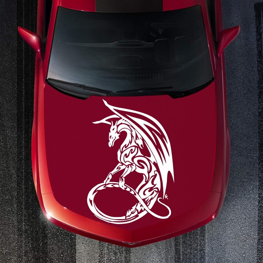 Stickers Voiture Dragon Blanc Tresor Otaku