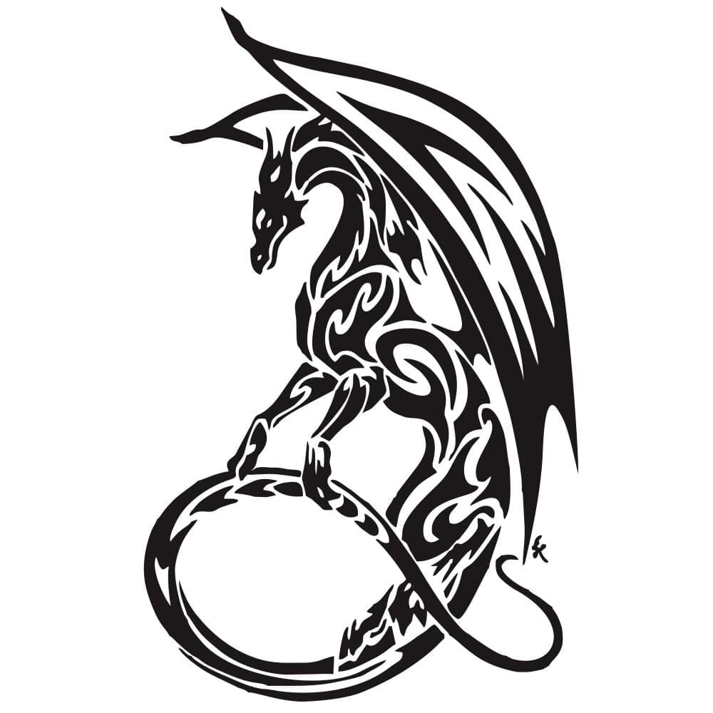Stickers Voiture Dragon Noir Tresor Otaku