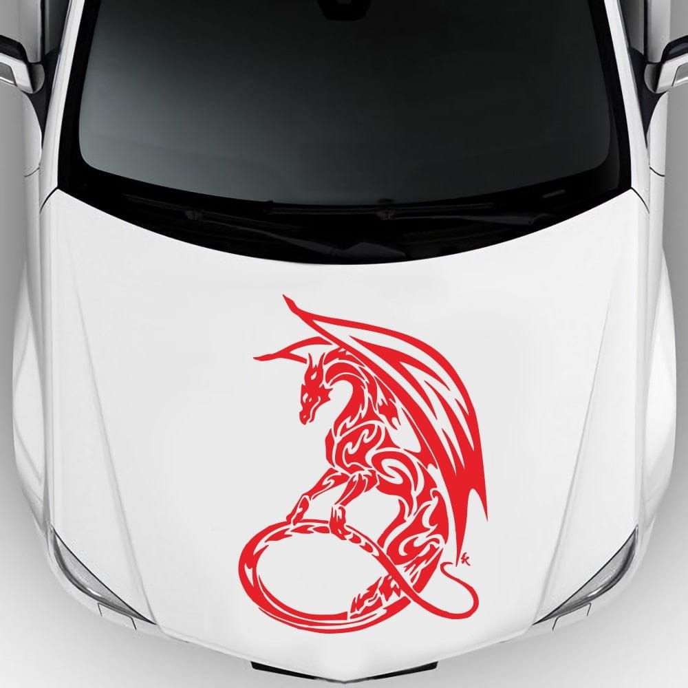 Stickers Voiture Dragon Rouge Tresor Otaku