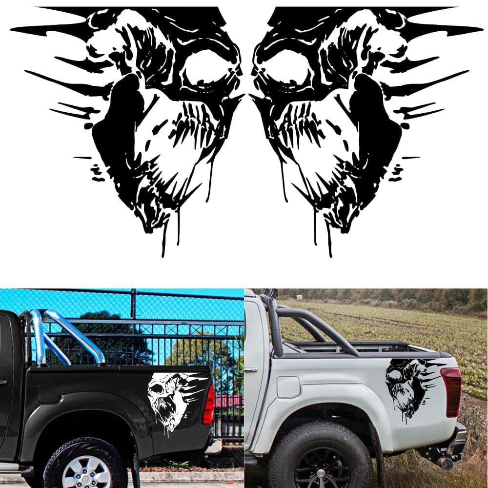 Stickers Voiture Têtes de Mort Blanc Tresor Otaku