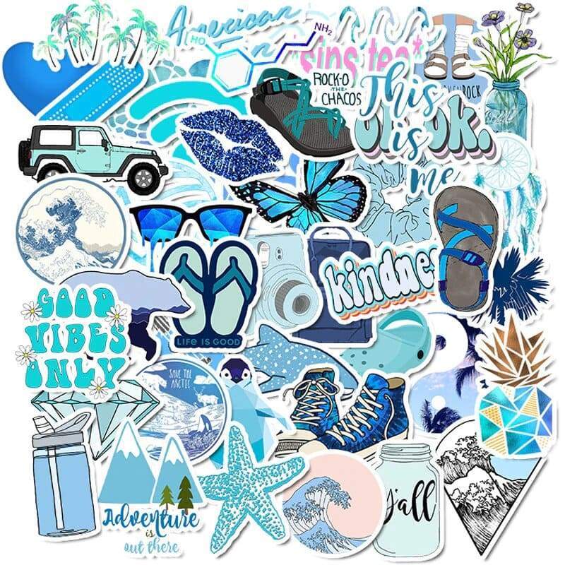 Stickers VSCO <br> Bleu (50pcs) Stickers VSCO Tresor Otaku