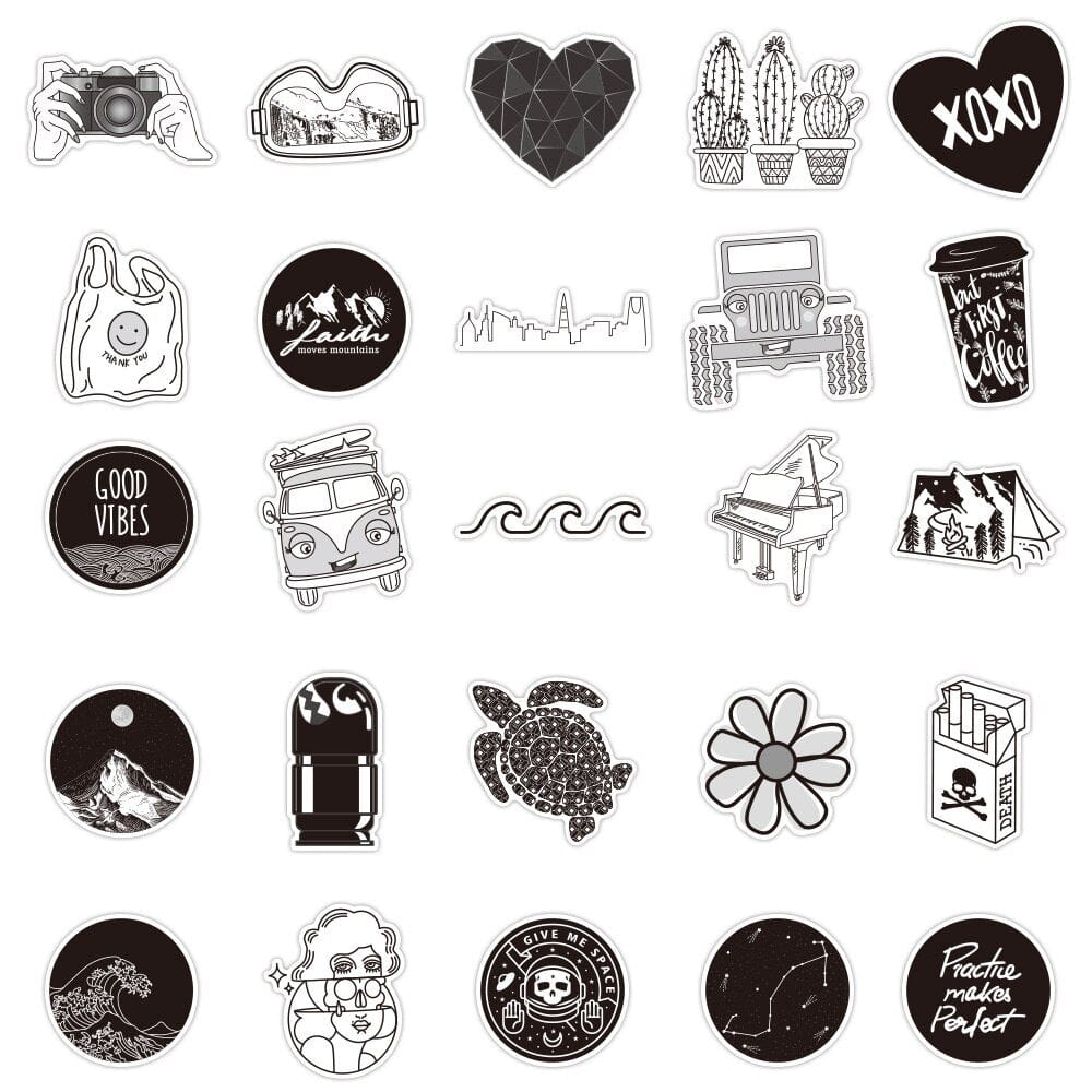 Stickers VSCO <br> Noir (50pcs) Stickers VSCO Tresor Otaku