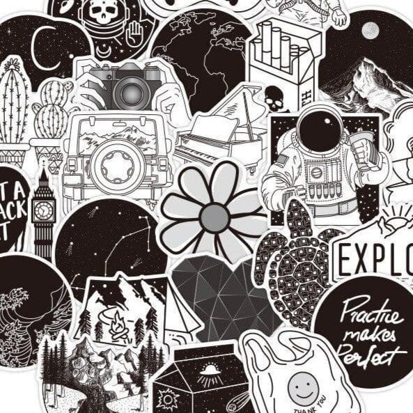 Stickers VSCO <br> Noir (50pcs) Stickers VSCO Tresor Otaku