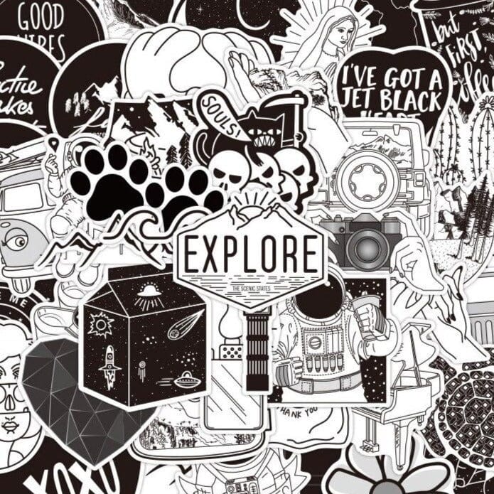 Stickers VSCO <br> Noir (50pcs) Stickers VSCO Tresor Otaku