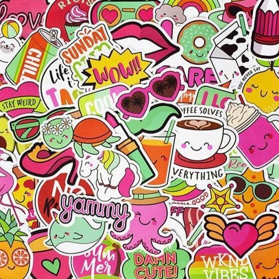 Stickers VSCO <br> Vert et Rose (50pcs) Stickers VSCO Tresor Otaku