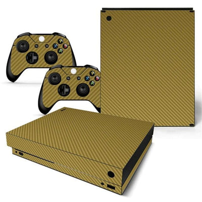 Stickers Xbox One X Carbone Gold Stickers Xbox One X Tresor Otaku